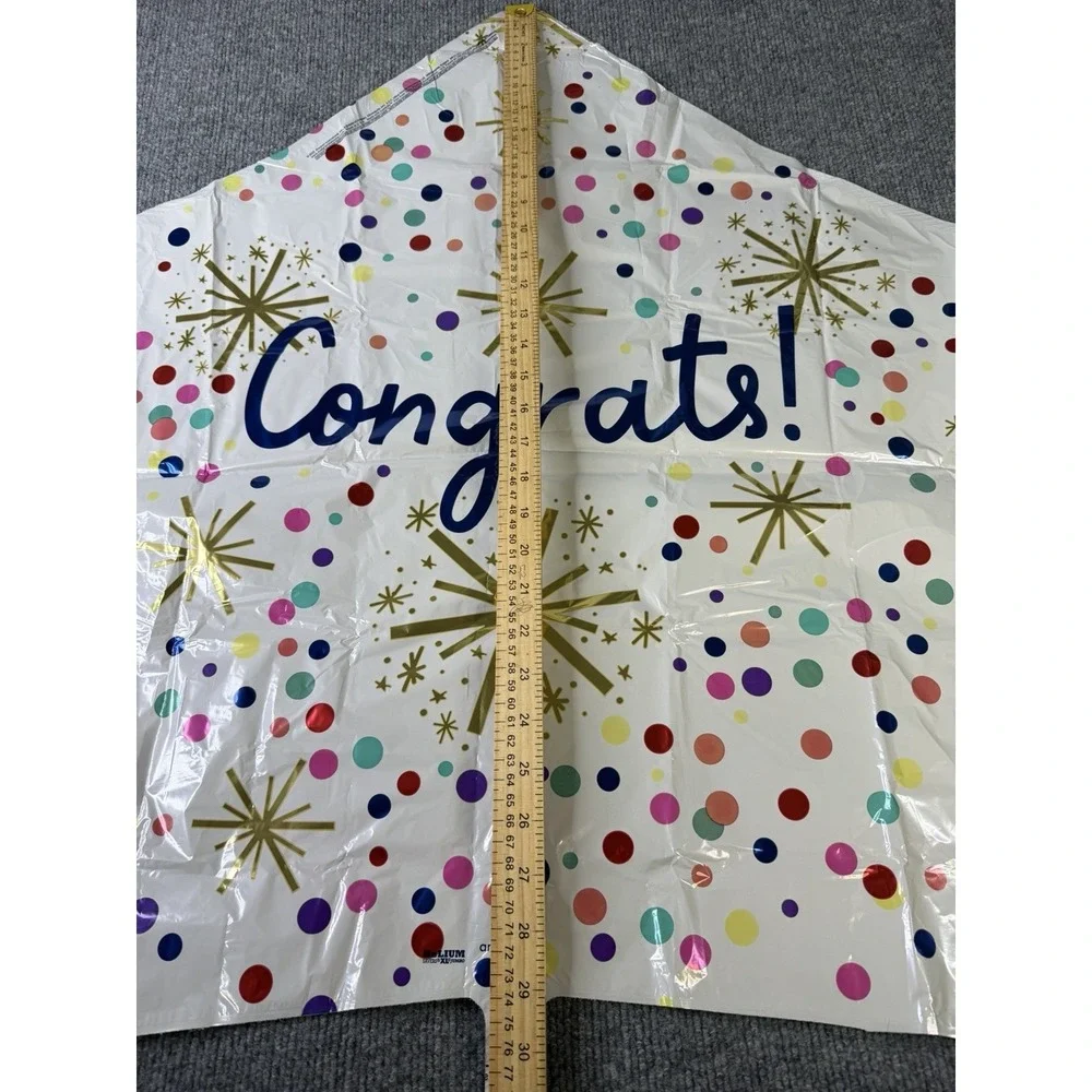 Congrats‎ Graduation Balloon Set of 5 Gold & Confetti Helium Foil Balloons